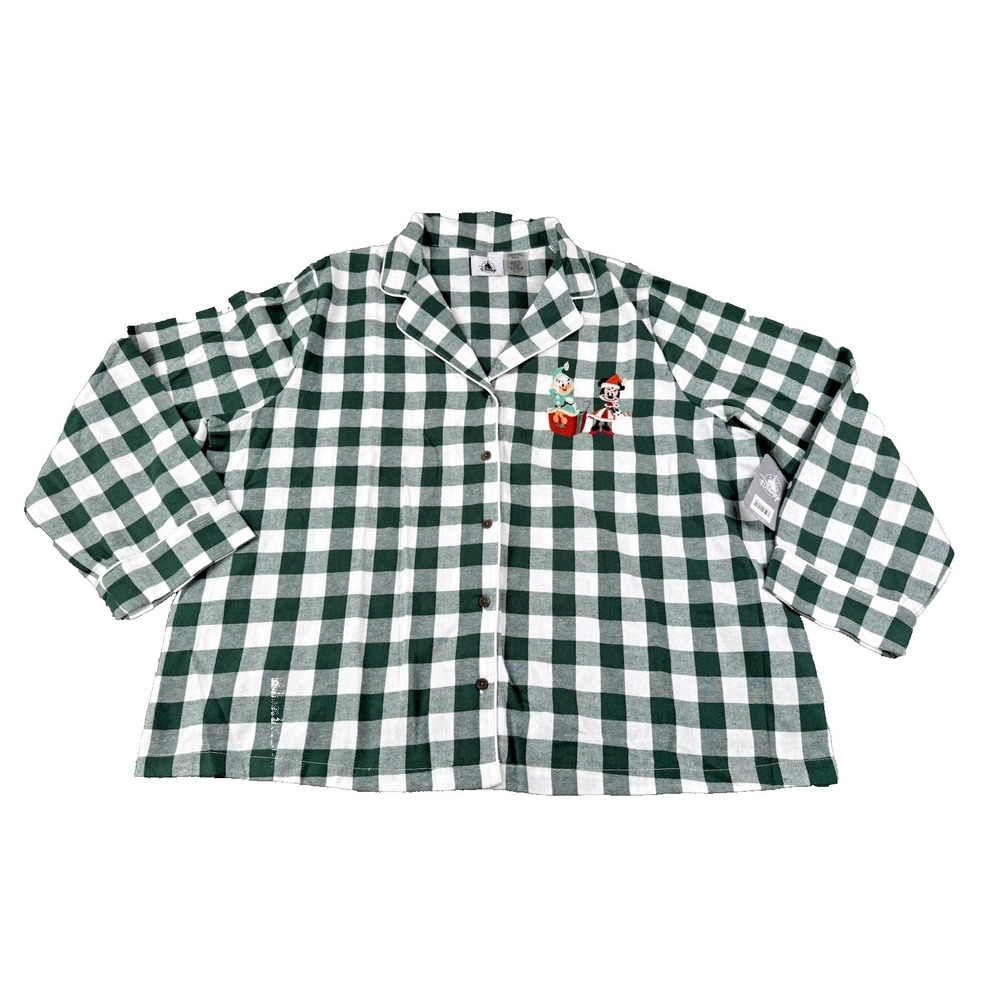 Disney Minnie & Daisy Holiday Sleep Wear Green/White Plaid Pajama Set Womens 1XL
